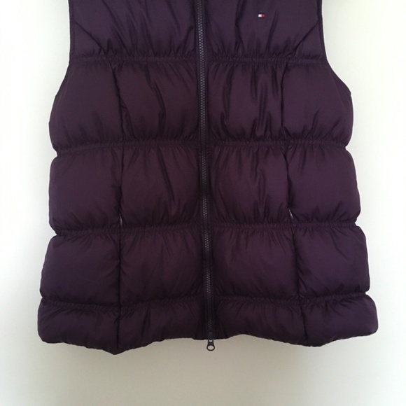 Tommy Hilfiger Womens Sz L Purple Down Quilted Puffer Vest Jacket Logo Flag - Picture 3 of 12